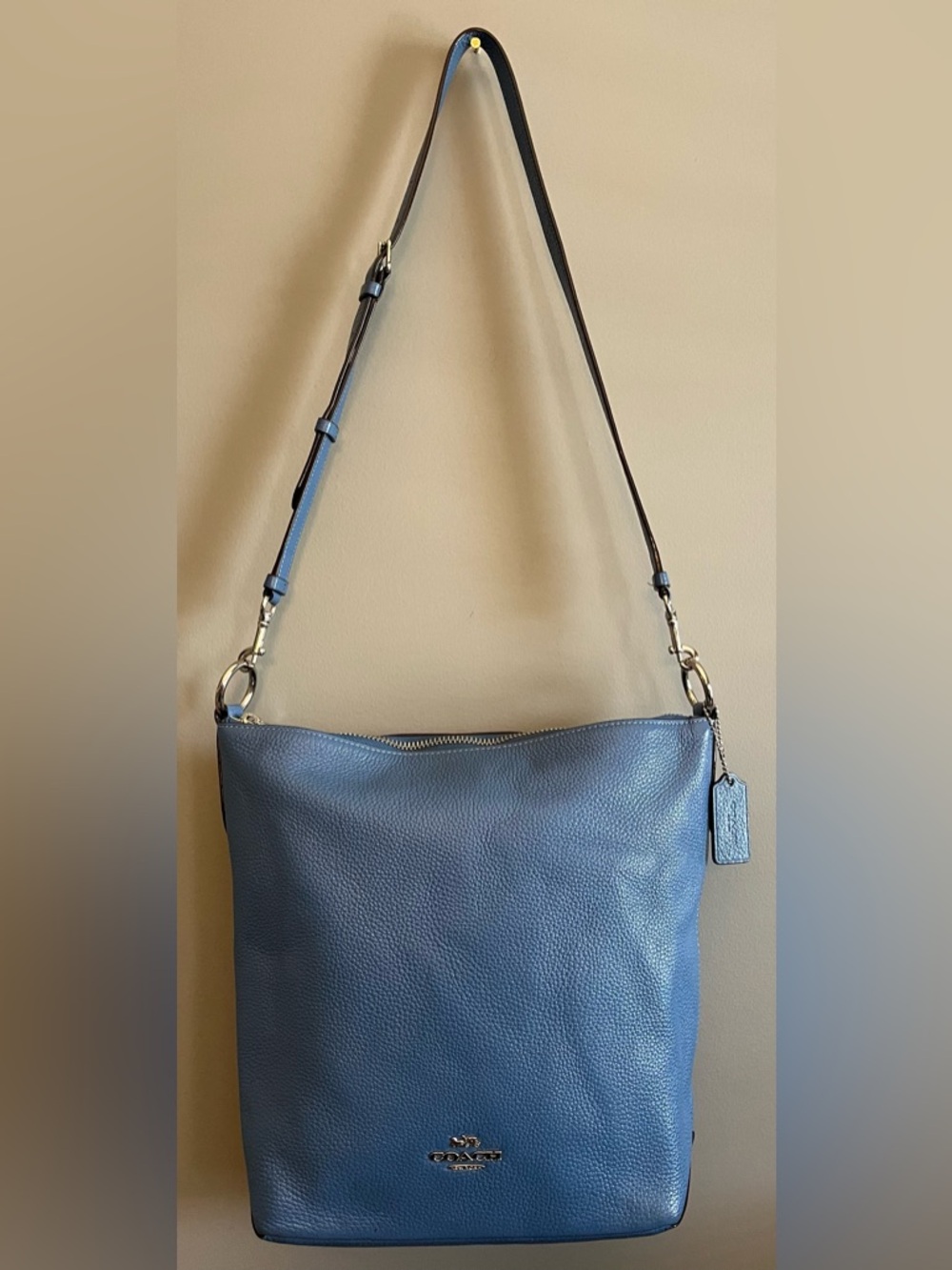 Excellent Condition! Coach Abby Duffle Leather Shoulder/Crossbody Bag Slate Blue